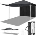 Outvita 10x10ft Ez Pop Up Canopy, Portable Instant Canopy Tent with 2pcs SideWalls and 4pcs Camping Upright Poles for Outdoor Events, Party, Wedding, Birthday,Graduation Gray