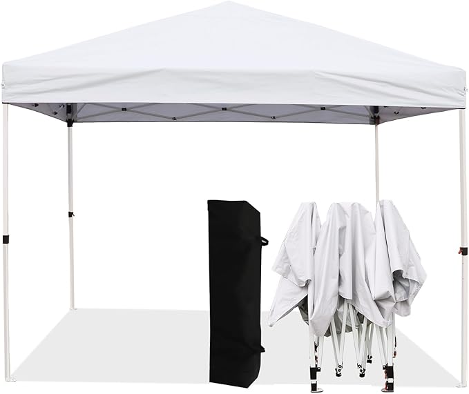 Northroad 10x10ft Pop Up Canopy, Popup Outdoor Canopy Tent with Wheeled Carrying Bag,Portable Gazebo Shelter for Patio,Deck,Garden,Beach（White）