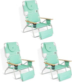 Ostrich Deluxe Padded 3-N-1 Lightweight Portable Adjustable Outdoor Folding Chair for Lawn Beach Lake Camping Lounge with Footrest, Teal (3 Pack)