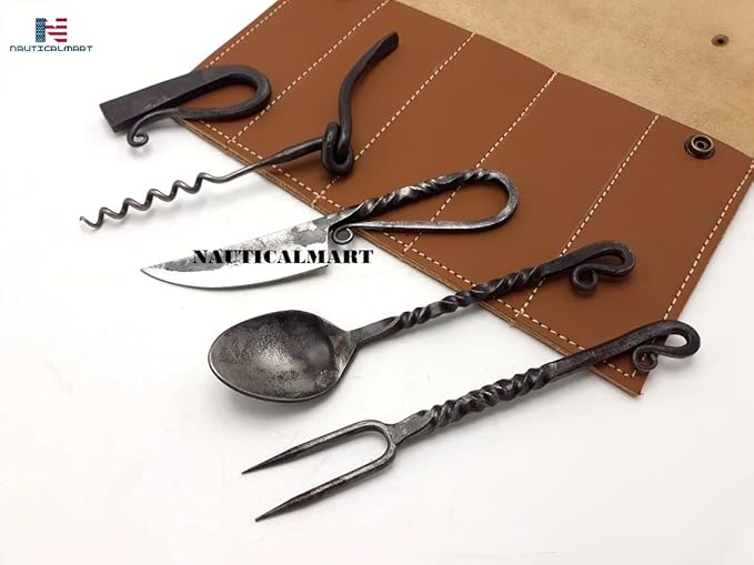 Nautical-Mart Medieval Five Piece Carbon Steel Cutlery Set (Design 3)