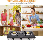 Camplux Propane Gas Stove with 21,600BTU, 3 Burners Propane Stove, Tempered Glass Camping Cooking Stove