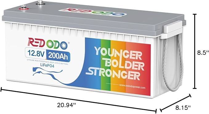 Redodo 12V 200Ah LiFePO4 Lithium Battery, Deep Cycle Lithium-ion Battery, 2560Wh for Home Energy Storage, Trolling Motor, RV, Solar, Camping, Off-Grid