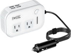 200W Car Power Inverter, FOVAL 12V DC to 110V AC Car Inverte with 4 USB Ports Car Outlet Adapter, Power Inverter for Vehicles, Car Plug Adapter Outlet for Laptop Computer Charger (White)