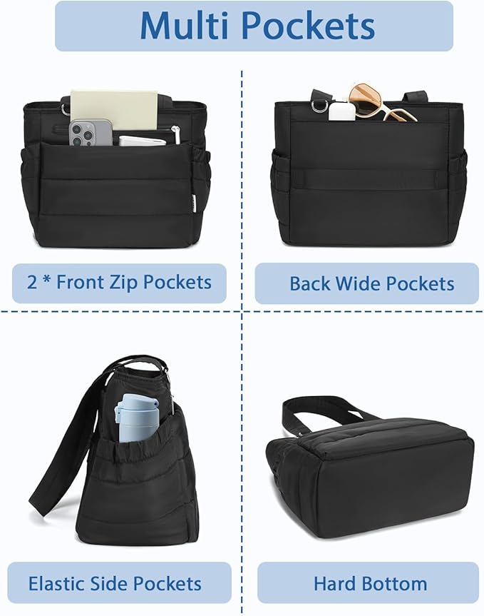 Lunch Box Tote Bag - Versatile Soft Insulated Lunchbox for Women - Lightweight Stylish Simple Lunch Pail Reusable Large Cooler Bag for Adults Work Office Camping Picnic Travel Outdoor Trips Black 10L