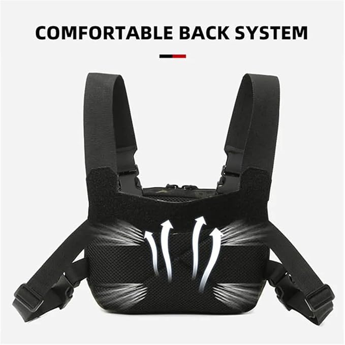 Genérico Tactical Chest Rig Backpack Camping Recon Kit Bag Vest Front Pouch Daypack,Compatible For Hiking Fishing Lure(Black CP)