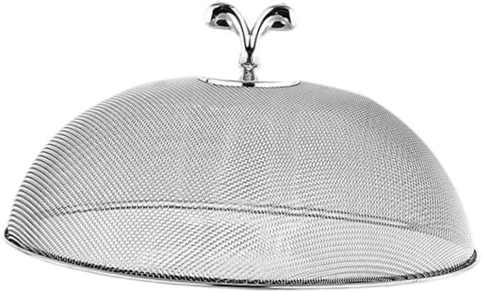 Stainless Steel Mesh Food Cover Round Mesh Food Tent Utility Lightweight Protector for Dining at The Beach, Park, or Camping, Diameter 26 cm