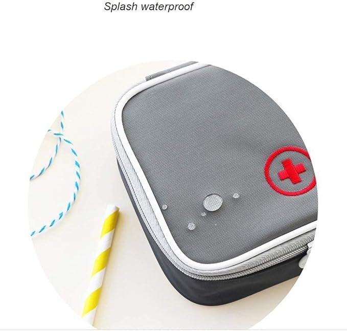 Portable Mini First Aid Bag Empty, Small Size Travel Medicine Pouch Double Zippers Handy Pills Pocket for Travel Home (Gray)