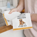 2Pcs Funny Dog Kitchen Towels 24x14 Inch, Cute Golden Retriever Waffle Weave Dish Towels for Kitchen Home, White Absorbent Microfiber Hand Tea Towel, Golden Retriever Gifts for Women Dog Lovers 1