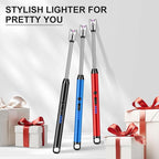 LcFun 3 Pack Electric Candle Lighter Windproof USB Rechargeable Plasma Lighter with LED Battery Display, Flameless Long Arc Lighters for Candle Grill BBQ Camping Stove (Black,Blue,Red)