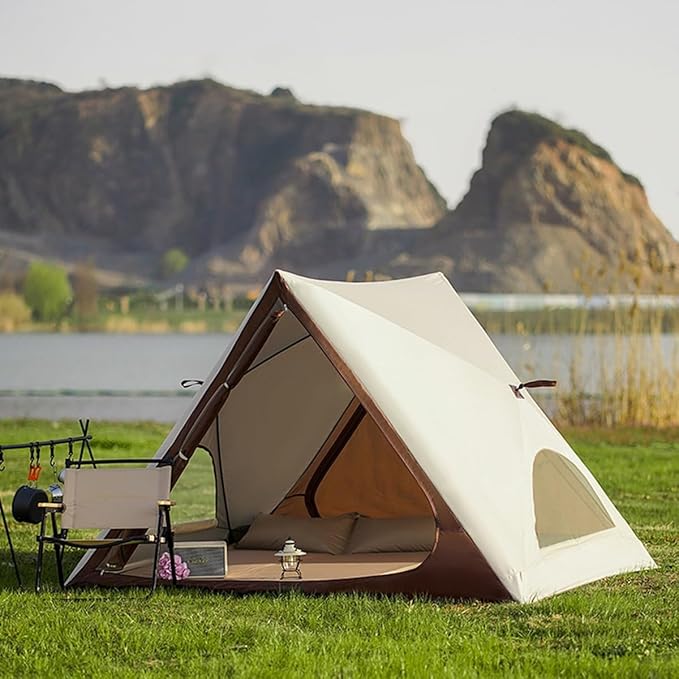 Backpacking Tent 2/3 Person Tents for Camping, Lightweight Backpacking Tent, Easy Setup Outdoor Tents for Family Camping Hunting Hiking Mountaineering Travel (Color : /Beige, Size : 3-5 Person)