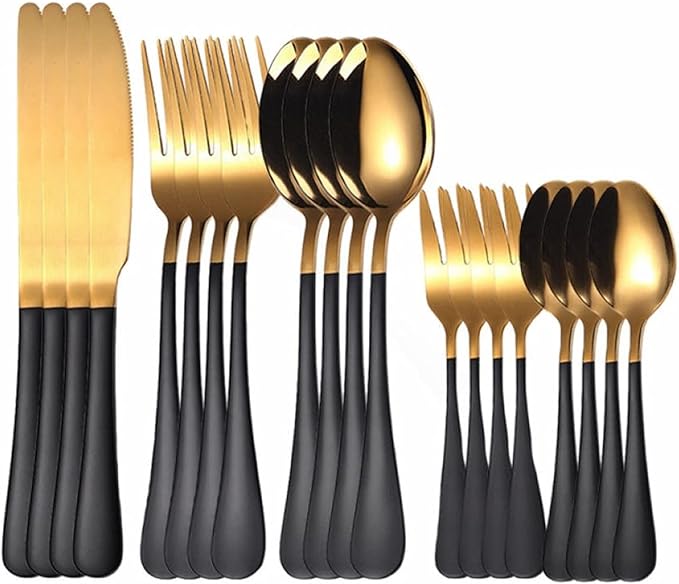 Flatware sets White Gold Cutlery Set 20Pcs Forks Spoons Knifes Stainless Steel Cutlery Set Kitchen Tableware Sets Dinnerware Set Dropshipping Stainless Steel