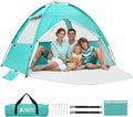 COVACURE 2026 New Upgraded Beach Tent Sun Shelter - UPF 50+ UV Protection Beach Shade for 3-4 Person, Waterproof & Lightweight, Easy Setup Portable Sun Canopy for Camping, Fishing, Beach (Green)