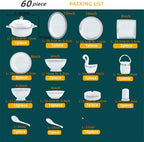 60 Piece Europe Bone China Tableware Sets Sushi Dishes Food Bowl Spoon Ramen Plates Dinner Set Utensils for Kitchen Accessories