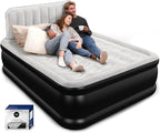 Queen Air Mattress with Headboard, Built-in Pump, 19" Raised Upgraded Comfort, 800 lbs Heavy-Duty Support, 48-Hour Leak-Tested, 3.5 Min Inflatable Portable Blow Up Mattress for Home, Guest & Camping