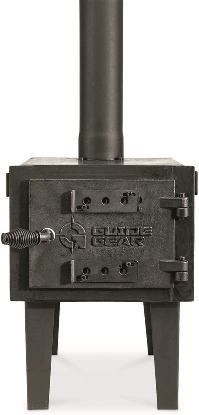 Guide Gear Outdoor Wood Burning Stove; Portable with Chimney Pipe for Cooking and Camping