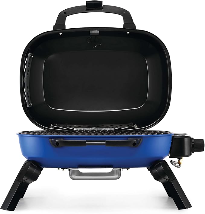 Napoleon TravelQ 240 Compact Portable Propane Gas Grill, Blue, Tailgating, Camping, and Small Outdoor Spaces