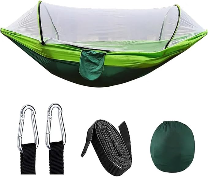Camping Hammock With Mosquito Net Sleeping Tent Hammock Suitable Camping Hammock Outdoor Furniture，Compatible For Garden(Double Green)