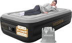Twin Air Mattress with Built in Pump,18''Inflatable Mattress 2 Mins Self-Inflation/Deflation,XL-Long Blow up Mattress Thicker,Flocked Top Air Bed with Storage Bag for Home, Camping & Guests