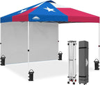 EAGLE PEAK Commercial Canopy 10x10 Pop Up Canopy Tent with 1 Sidewall, Easy Setup Heavy Duty Instant Event Shelter for Vendors & Markets, Outdoor Sun Shade, Tex Flag