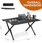 Outvita Beach Picnic Table, Lightweight Roll Up Low Camping Table, Portable Folding Table with Carrying Bag for Outdoor, BBQ, Sand, Picnic, Party, Patio 34 Inches
