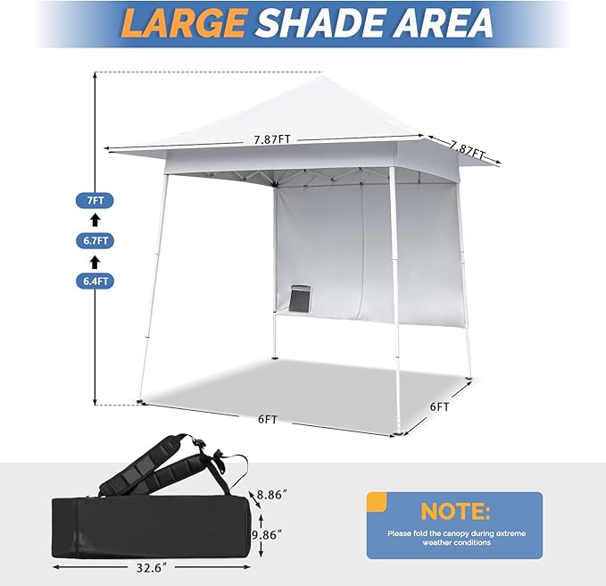 VINGLI 8x8 Pop Up Canopy Tent with Sidewall, Outdoor Canopy with Backpack, Tent for Parties Pop Up Gazebo Portable Easy Up