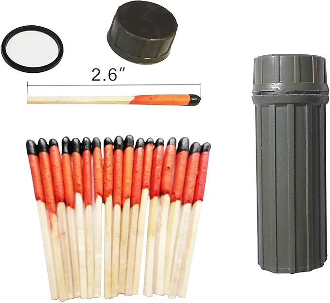 Emergency Fire Starter | Windproof & Waterproof Storm Matches with Waterproof Case & Wax Rope | Survival Gear for Camping, Hiking, Bushcraft, Outdoor Survival
