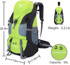 50L Hiking Backpack, Waterproof Lightweight Daypack for Outdoor Camping Travel