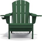 SERWALL Adirondack Chair with Cup Holders - Composite Adirondack Chairs Set of 2 HDPE Outdoor Chairs All Weather Use- Green