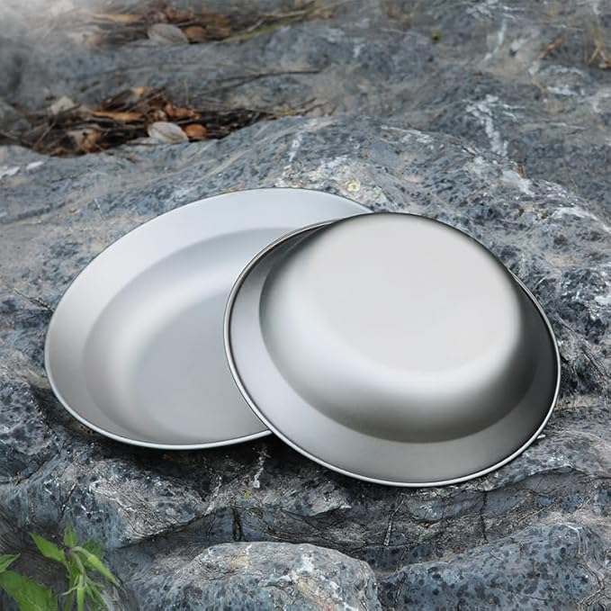 Pure Titanium Bowl 3-piece Set Outdoor Camping Portable Tableware Household Salad Plate