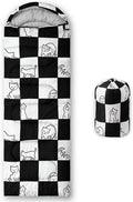 Kids Sleeping Bag for Boys Girls,Checkerboard Cat Print-Lightweight Warm Portable Outdoor Indoor-Waterproof Cold Weather Resistant Sleeping Bag for Camping Hiking