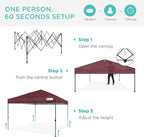 Best Choice Products 10x10ft Pop Up Canopy Tent, Outdoor Shade, 1 Person 1 Minute Set Up, Carry Case, 4 Weight Bags - Burgundy