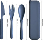 Reusable Utensils Set with Case, 4 Sets Travel Utensils with Case, Reusable Forks and Spoons Set for Lunch Box Accessories, Camping Utensils for Daily Use or Outdoor