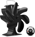 HIDALIFE Wood Stove Fan for Heater, Heat Powered Fireplace 6 Blades Fan with Bracket Compatible for Heater,Thermal Tent Heater Fan for Camping Propane Heater with Magnetic Thermometer
