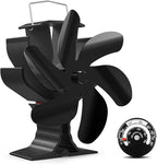 HIDALIFE Wood Stove Fan for Heater, Heat Powered Fireplace 6 Blades Fan with Bracket Compatible for Heater,Thermal Tent Heater Fan for Camping Propane Heater with Magnetic Thermometer