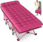 Slendor XXL Folding Camping Cot for Adults with Mattress Pillow Carry Bag, 32 inch Extra Wide Portable Sleeping Cot, 900LBS Support Outdoor Cot Bed for Office Nap Beach Travel RV