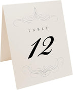 Decadent Flourish Wedding Table Numbers (Select Color/Quantity), Champagne, Silver, 1-70, Double Sided, Tent or Use in a Stand, Great for Parties & Restaurants - Made in the USA