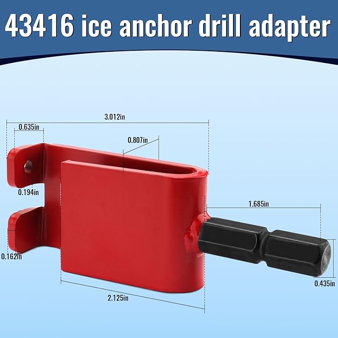 43416 Red Anchor Install Adapter Compatible with Eskimo and All Ice Anchor Drills, Ice Anchor Installation Tool Accessories for Ice Fishing Shelters Tent
