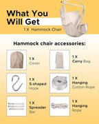 ADVOKAIR Hammock Chair Swing, Heavy-Duty Hanging Rope Swing Seat Supports 500 Lbs, Ideal for Outdoor Patio, Backyard, Porch, Deck & Indoor Bedroom Use