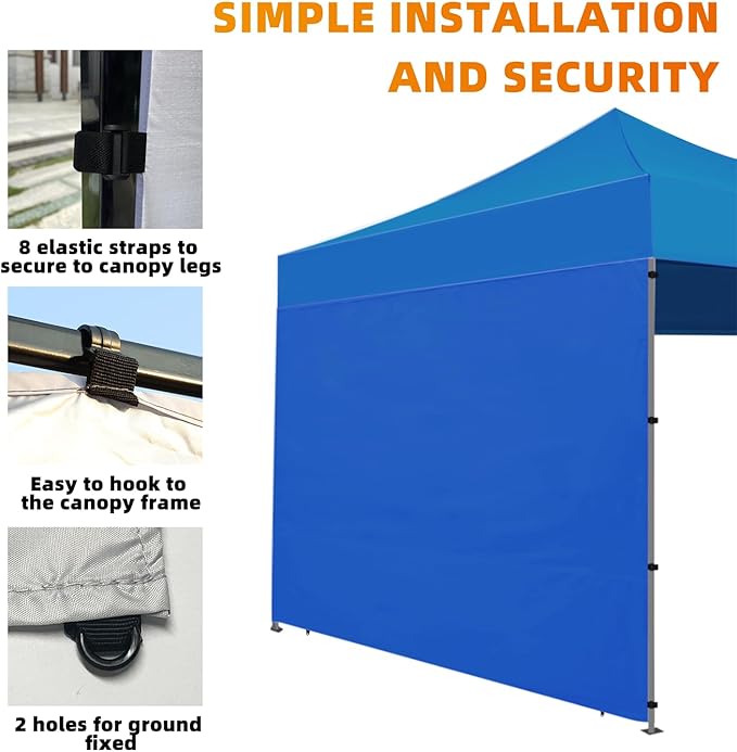 Joramoy Instant Canopy Sidewall 10×10 for Pop Up Tent, Waterproof Sunwall for Straight Leg Canopy with UV Protection, 1 Pack Side Panels Only(10×10, Blue)