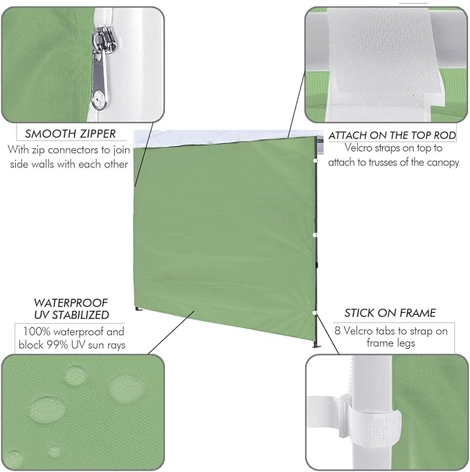 Sunwall for 10x10 Pop up Canopy, Instant Canopy Tent Sidewall, 1 Pack Sidewall Only (Dark Green)