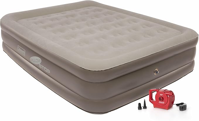 Coleman SupportRest Double-High 18" Queen Air Mattress | Indoor and Outdoor Raised Airbed with 120V Rechargeable Air Pump | Blow Up Air Mattress for Camping