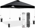 EAGLE PEAK Pop Up Canopy Tent with Wheeled Carry Bag, 8 Stakes, 4 Ropes, 4 Weight Bags, Easy Set Up Tent Canopy, 10x10 ft, 100sqft of Shade, Black
