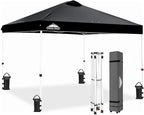 EAGLE PEAK Pop Up Canopy Tent with Wheeled Carry Bag, 8 Stakes, 4 Ropes, 4 Weight Bags, Easy Set Up Tent Canopy, 10x10 ft, 100sqft of Shade, Black