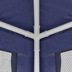 Party Tent with 4 Mesh Sidewalls Blue 8.2'x8.2' HDPE Heavy-Duty Iron Frame Waterproof Roof for Outdoor Events Shelter