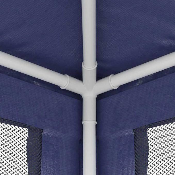 Party Tent with 4 Mesh Sidewalls Blue 8.2'x8.2' HDPE Heavy-Duty Iron Frame Waterproof Roof for Outdoor Events Shelter