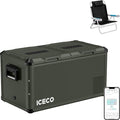 ICECO VL75ProD Olive 79Qt/75L Portable Freezer, Dual Zone Fridge Freezer with SECOP, 0-50°F, Dual USB DC&AC, Reversible&Removable Lid, 12v Refrigerator For RV, Road Trip| With Beach Chair-Black