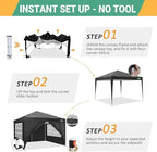 COBIZI 10x10 Pop Up Canopy Tent with 4 Sidewalls Party Tents Waterproof UPF 50+ Commercial Instant Outdoor Events Tent for Parties Markets Backyard, Ropes（10 x 10 ft Black