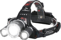 BORUIT RJ-3000 Headlamp Rechargeable, LED Head Lamp Super Bright - Outdoor Headlight 4 Modes, 4 Helmet Clips, Waterproof Construction Hard Hat Head Light for Adults Camping Hiking Hunting