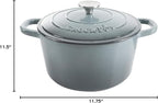 Crock Pot Artisan 5-Quart Round Enameled Cast Iron Dutch Oven – Slate Gray, Heavy-Duty Cookware for Slow Cooking, Roasting, Baking with Lid
