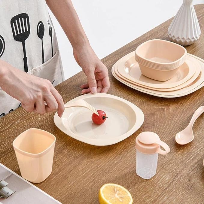 48 Pcs Outdoor Set Plastic Tableware Set for Picnic On Much Person Backpacking Camping Cookware Picnic Cooking Cook Set